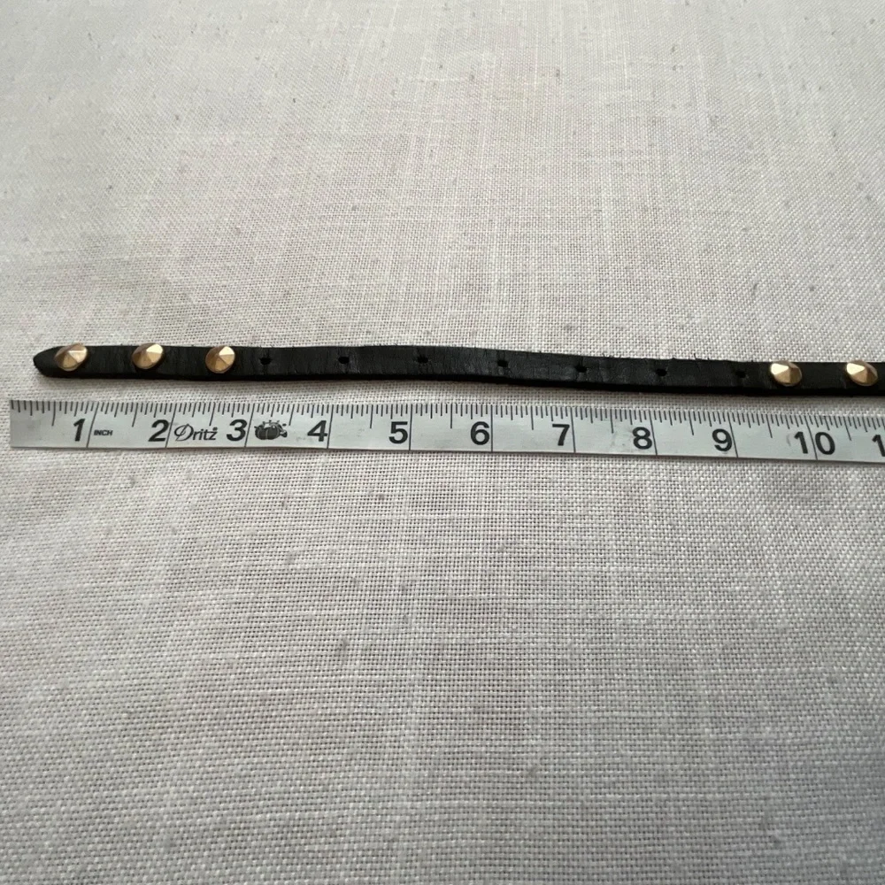 J.Crew Skinny Black Leather Studded Belt Size M - Picture 4 of 15